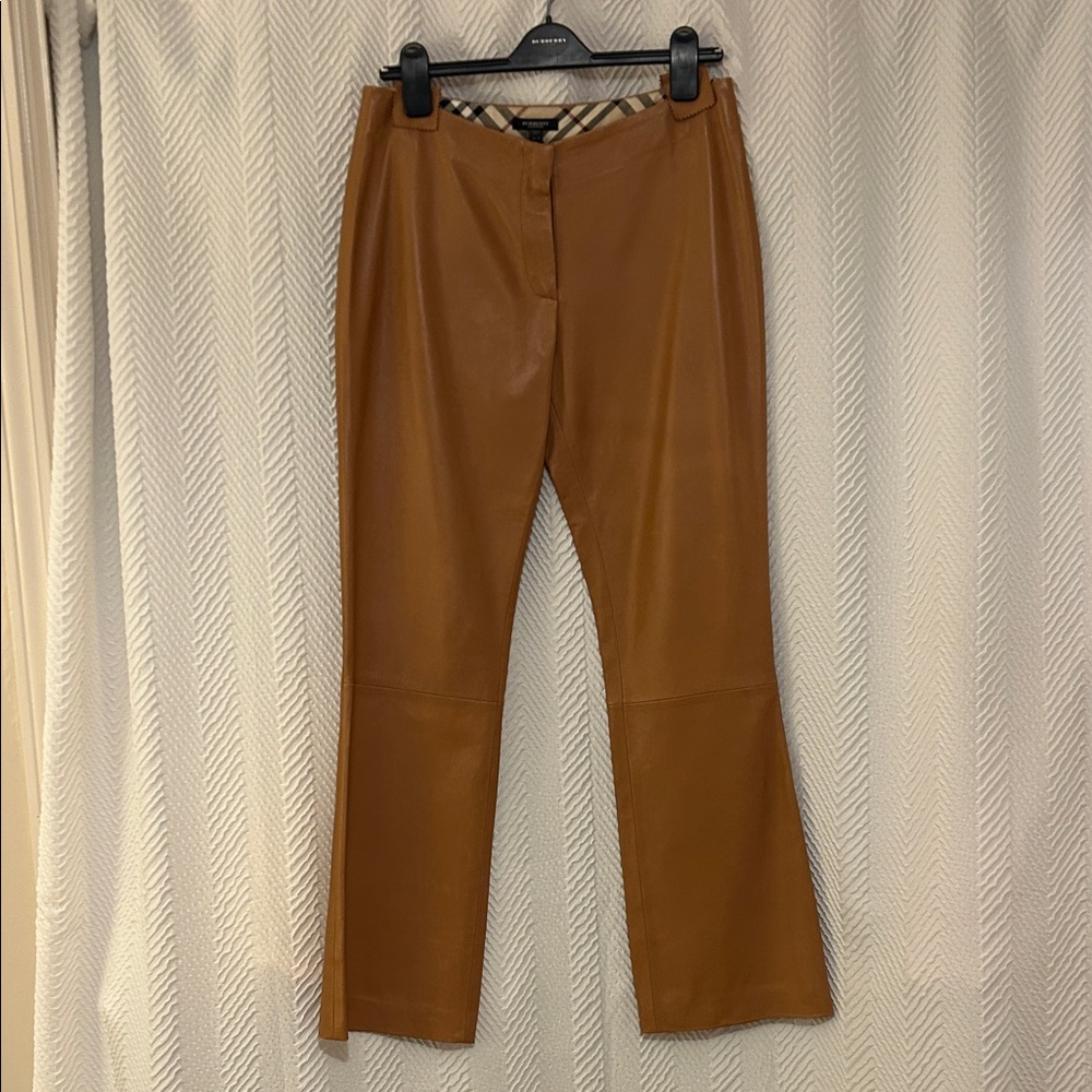Burberry Camel Leather Trousers